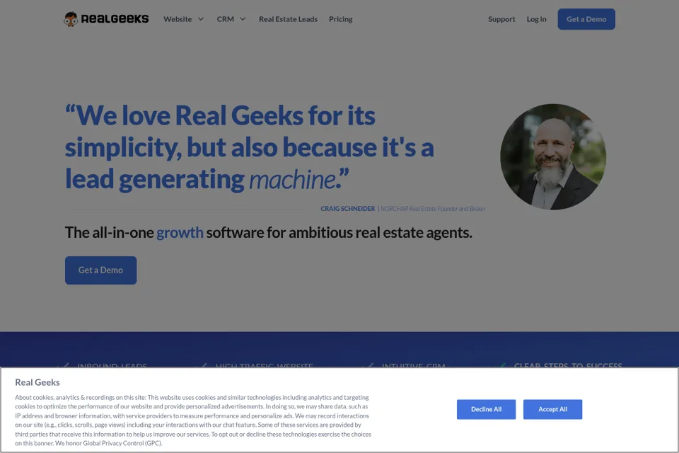 Aperçu de la landing page