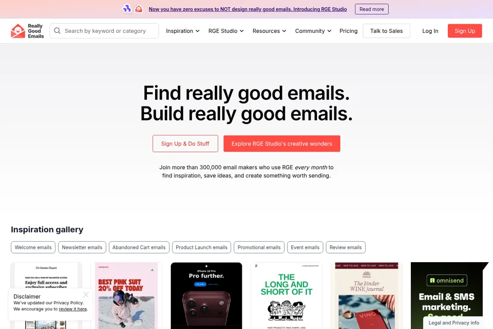 Aperçu de la landing page
