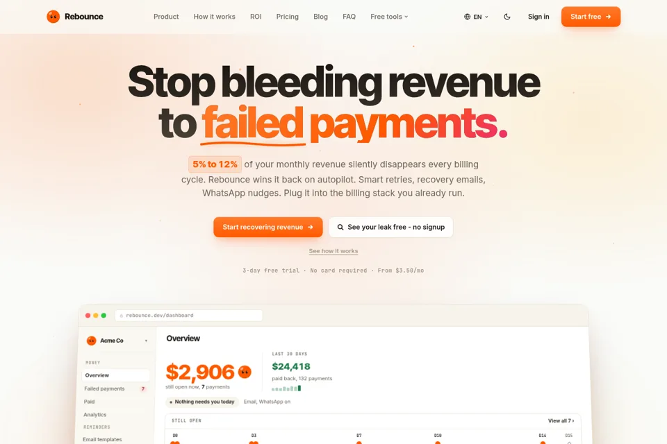 Aperçu de la landing page
