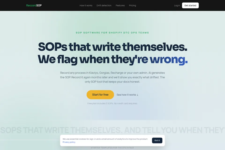 Aperçu de la landing page