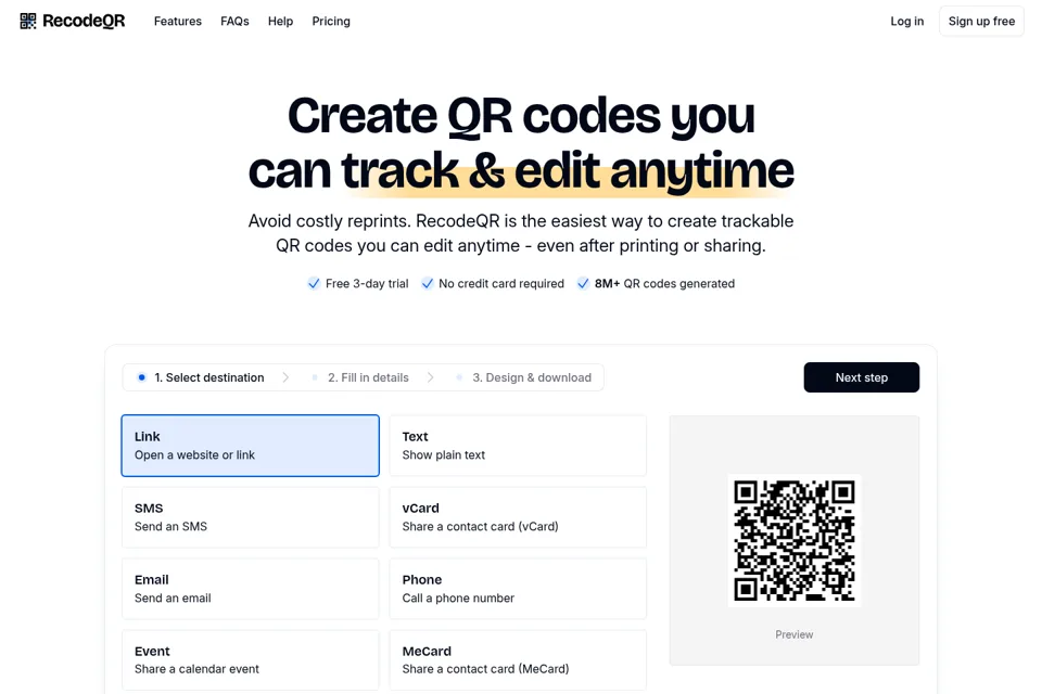 Landing page preview