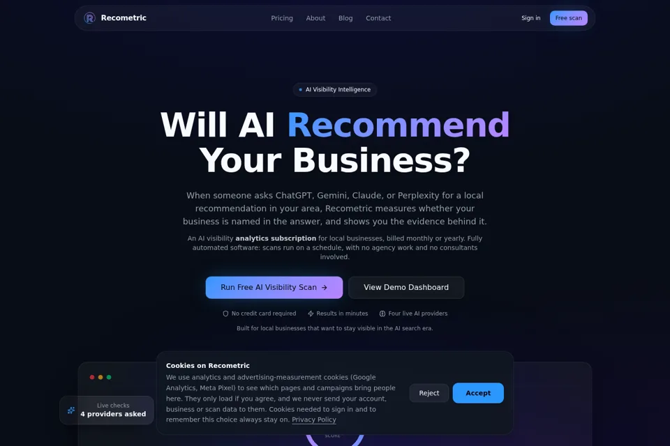 Aperçu de la landing page