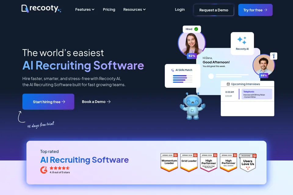 Aperçu de la landing page