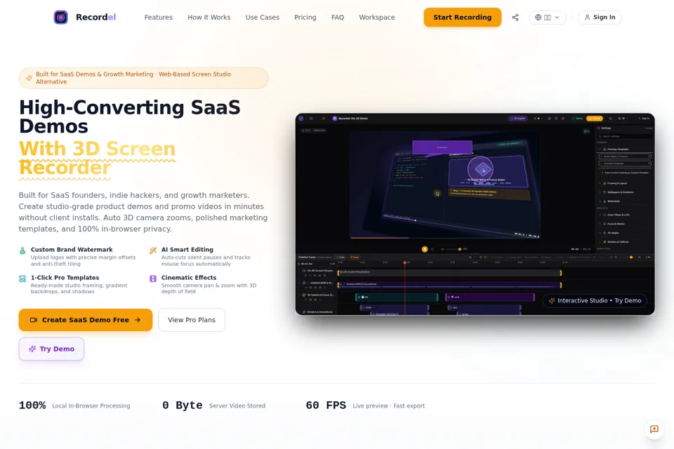 Aperçu de la landing page
