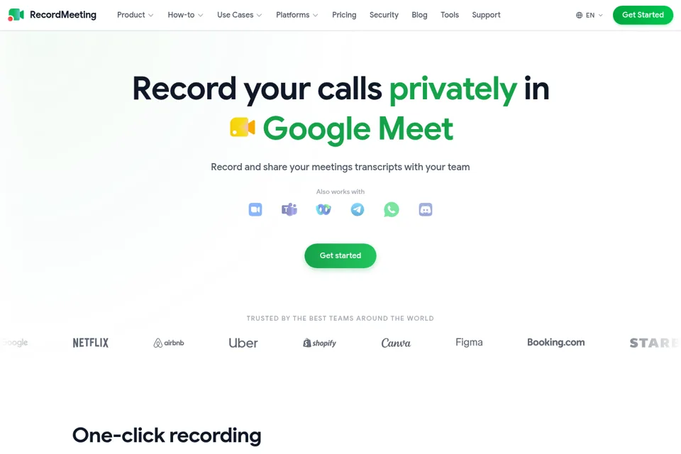 Aperçu de la landing page