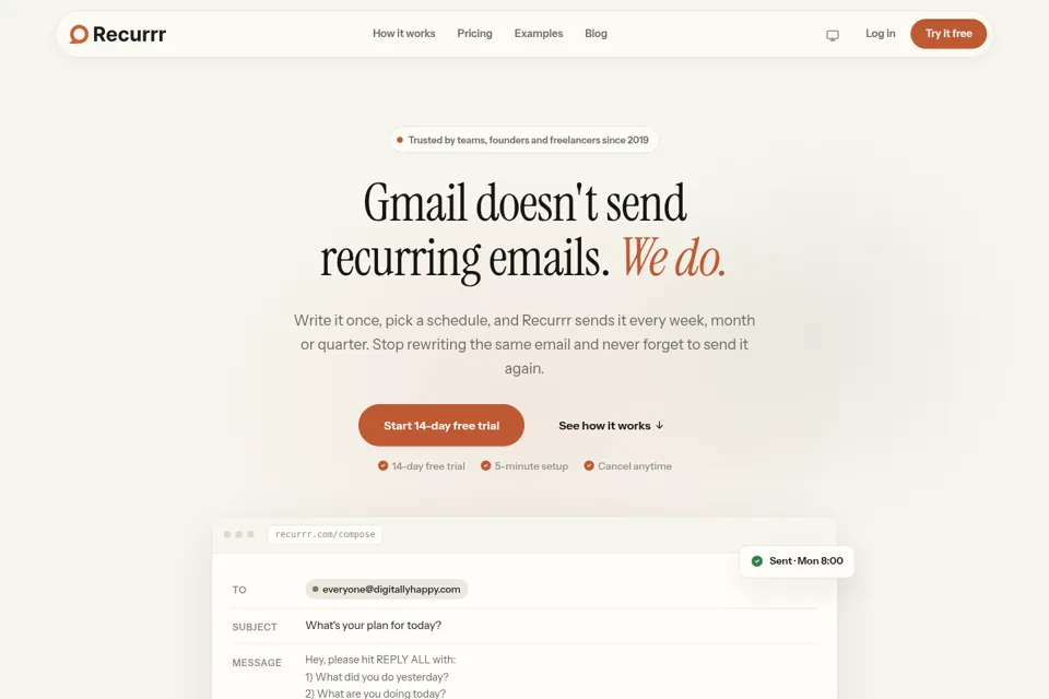 Aperçu de la landing page