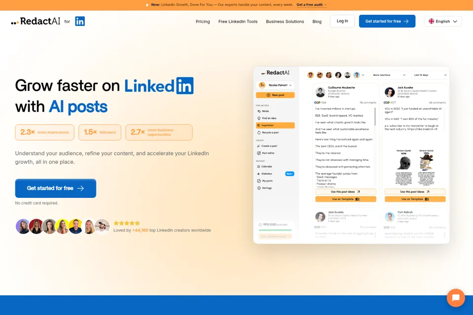 Aperçu de la landing page