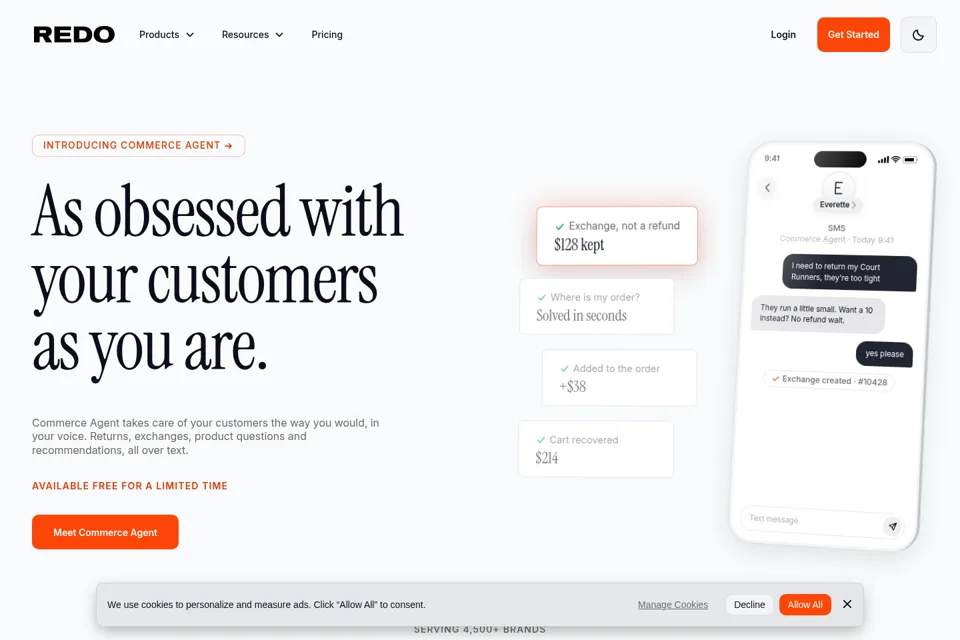 Aperçu de la landing page
