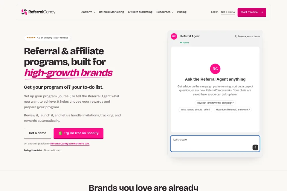 Aperçu de la landing page
