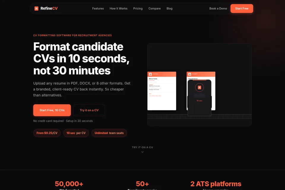 Aperçu de la landing page
