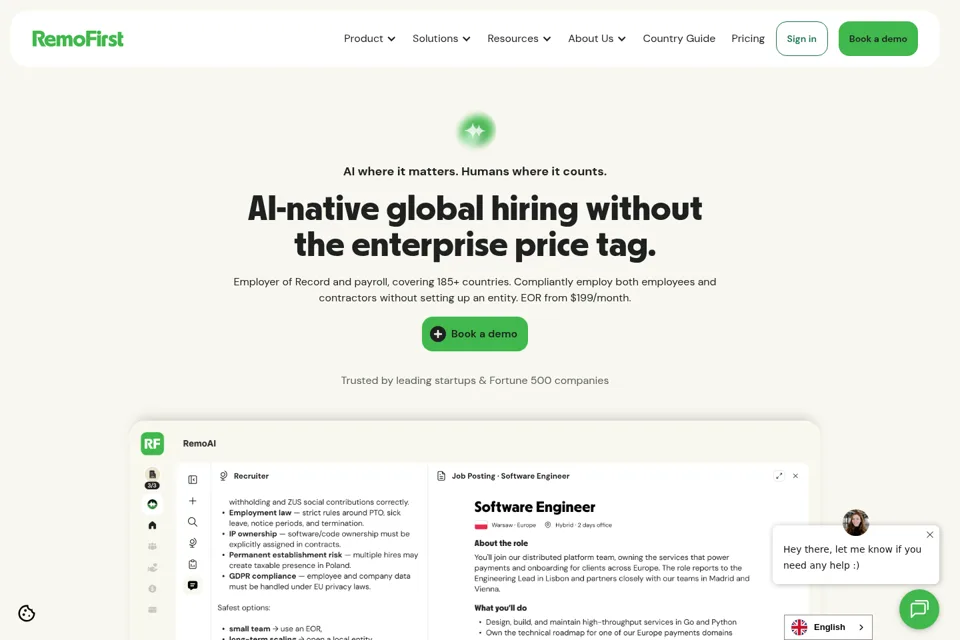 Aperçu de la landing page