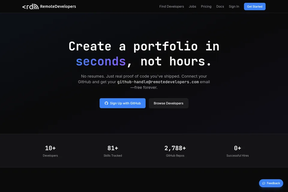 Aperçu de la landing page