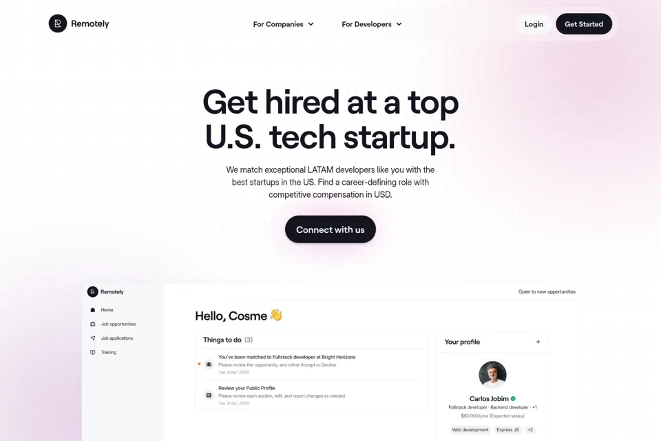 Aperçu de la landing page