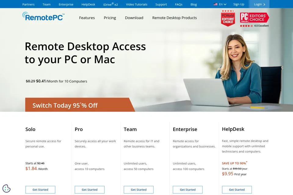 Aperçu de la landing page