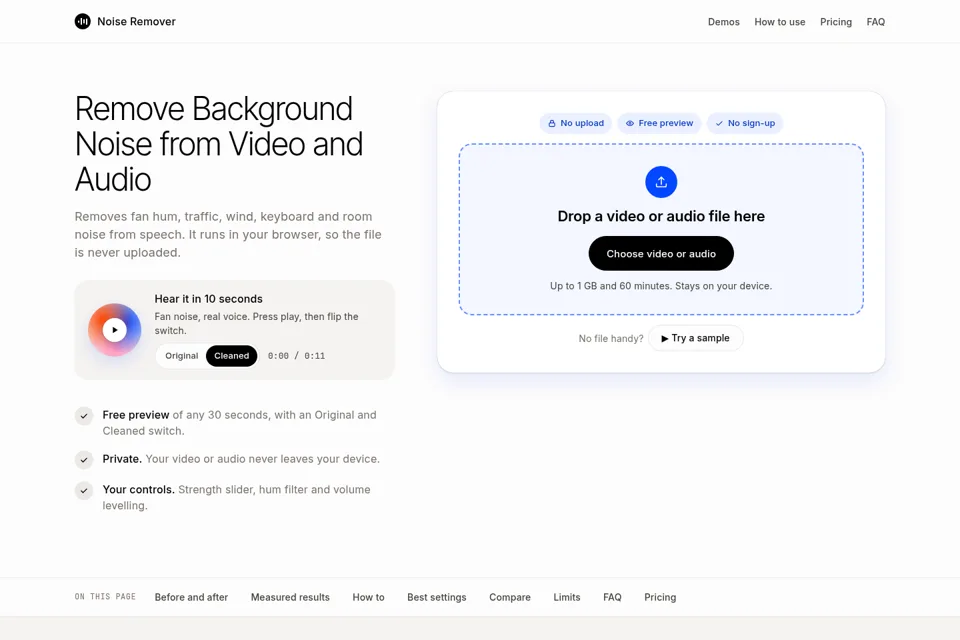 Aperçu de la landing page