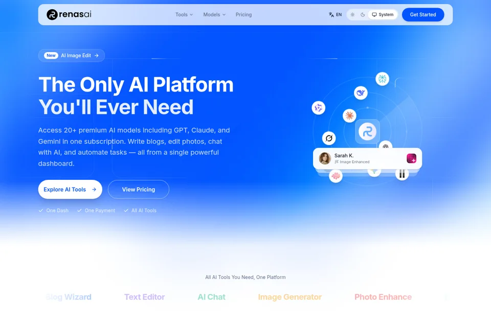 Aperçu de la landing page