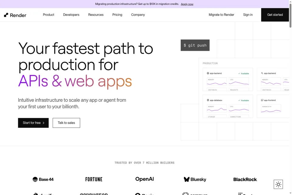 Aperçu de la landing page