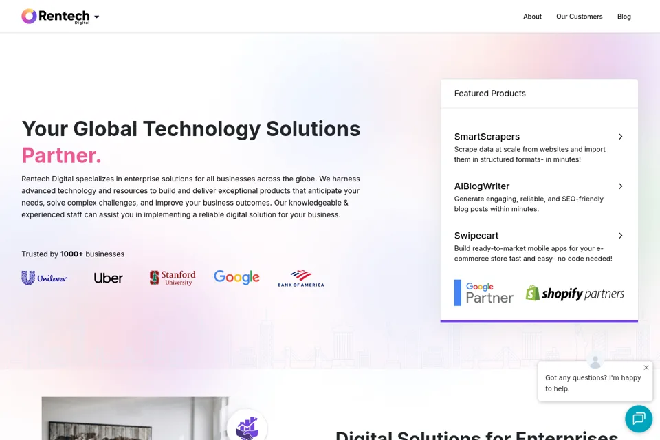 Aperçu de la landing page
