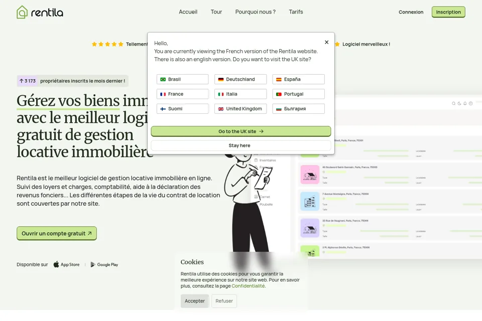 Aperçu de la landing page