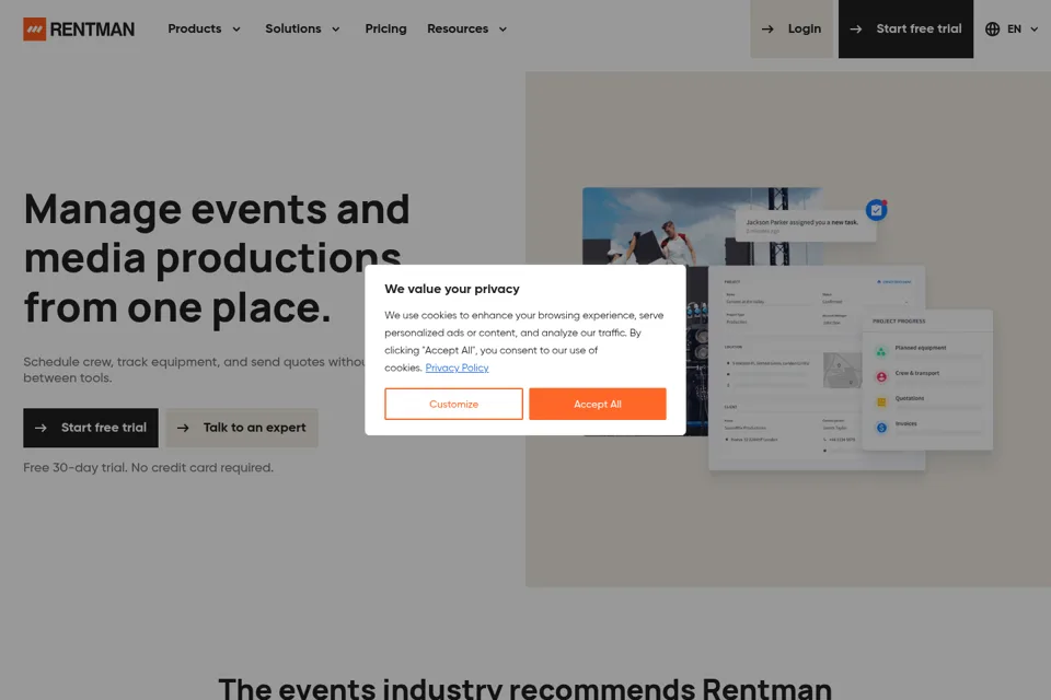Aperçu de la landing page