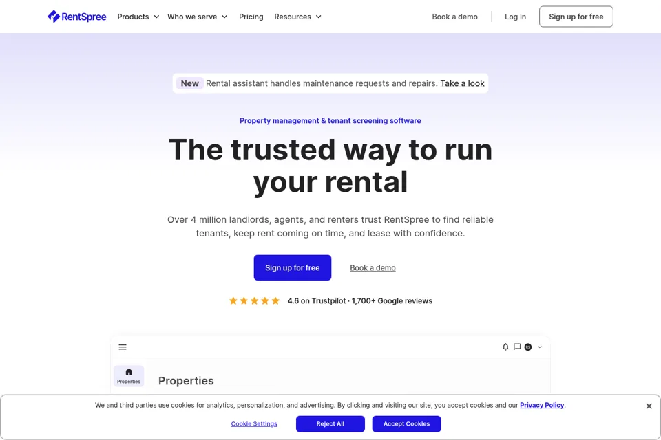 Aperçu de la landing page