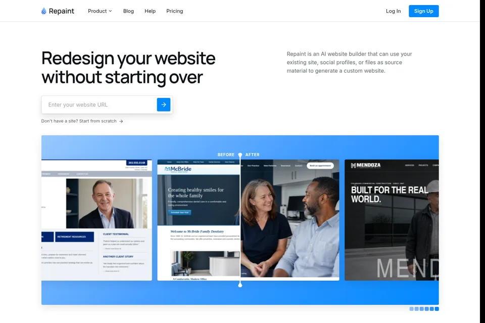 Aperçu de la landing page
