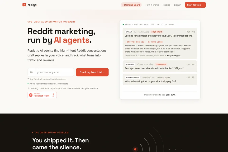 Aperçu de la landing page
