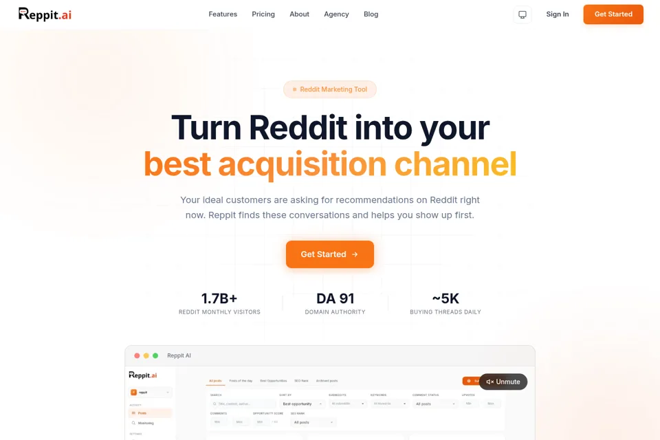 Aperçu de la landing page