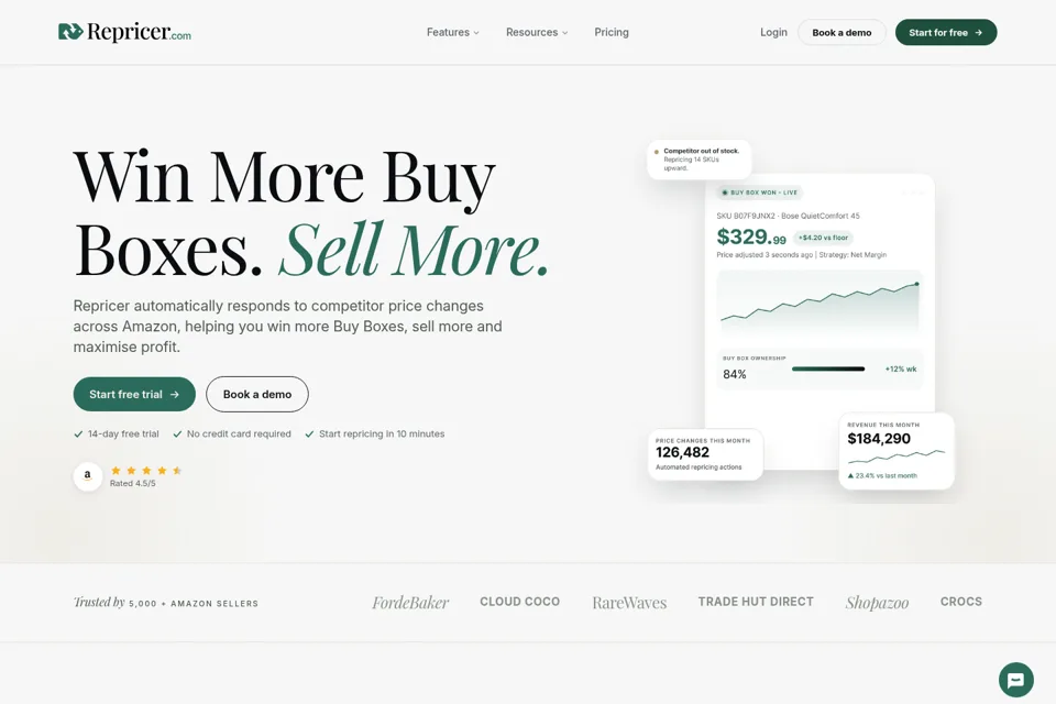 Aperçu de la landing page