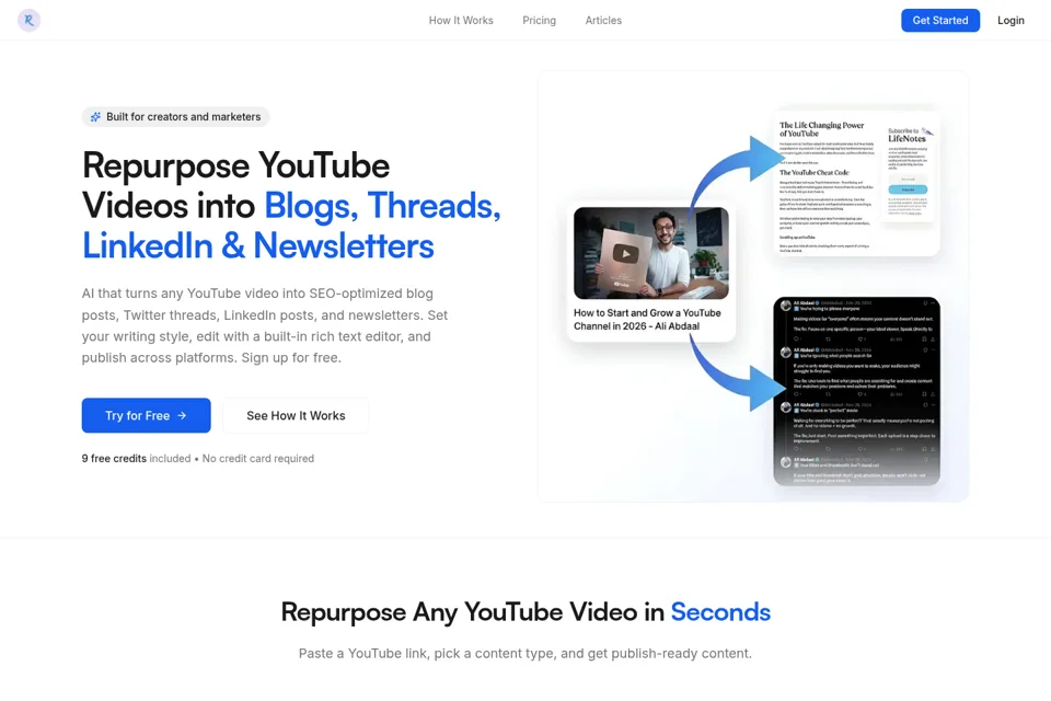 Aperçu de la landing page