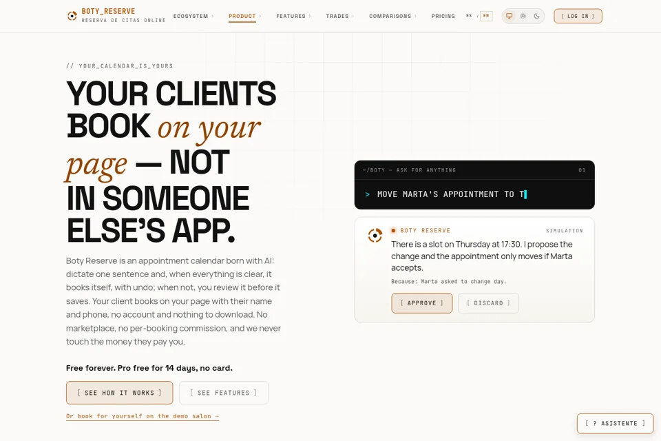 Aperçu de la landing page