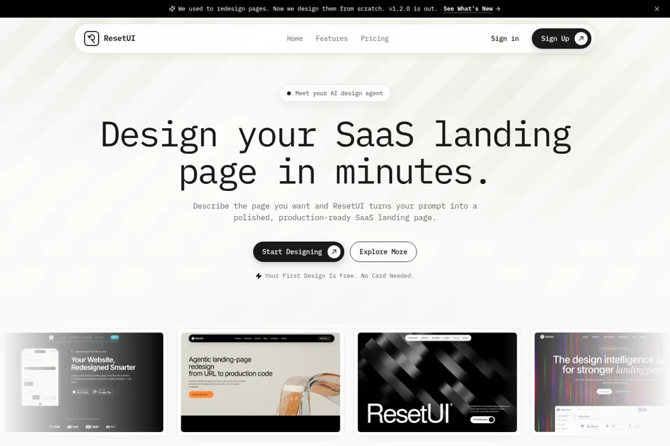 Aperçu de la landing page