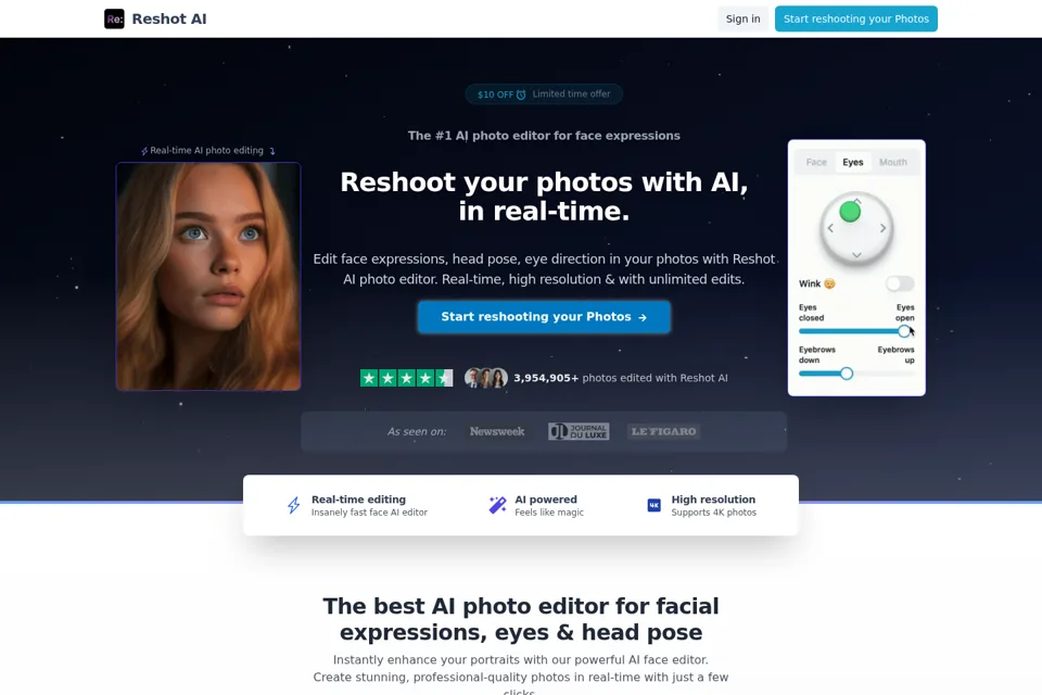 Aperçu de la landing page