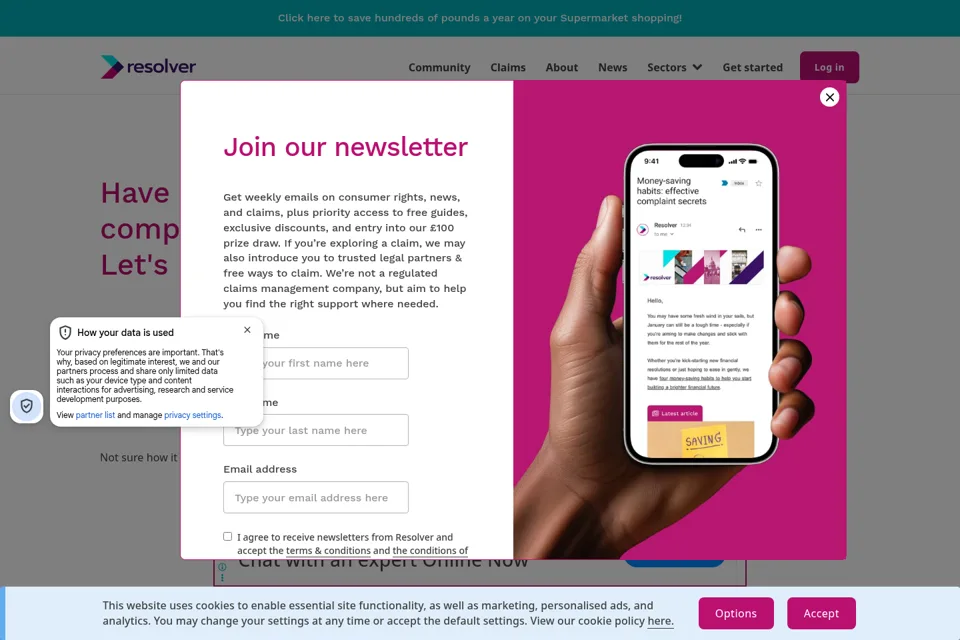 Aperçu de la landing page