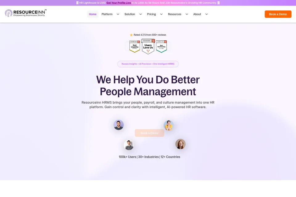 Aperçu de la landing page