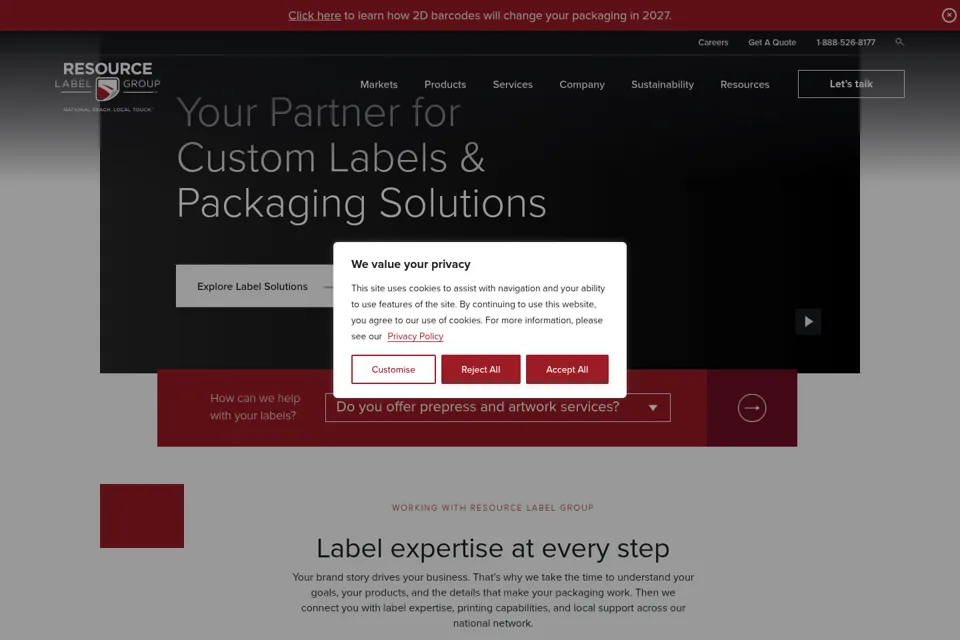Aperçu de la landing page