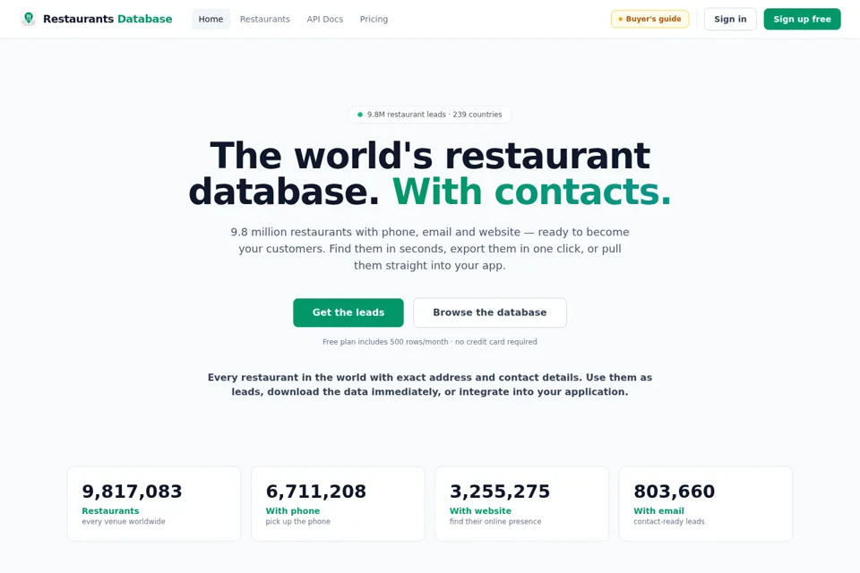 Aperçu de la landing page