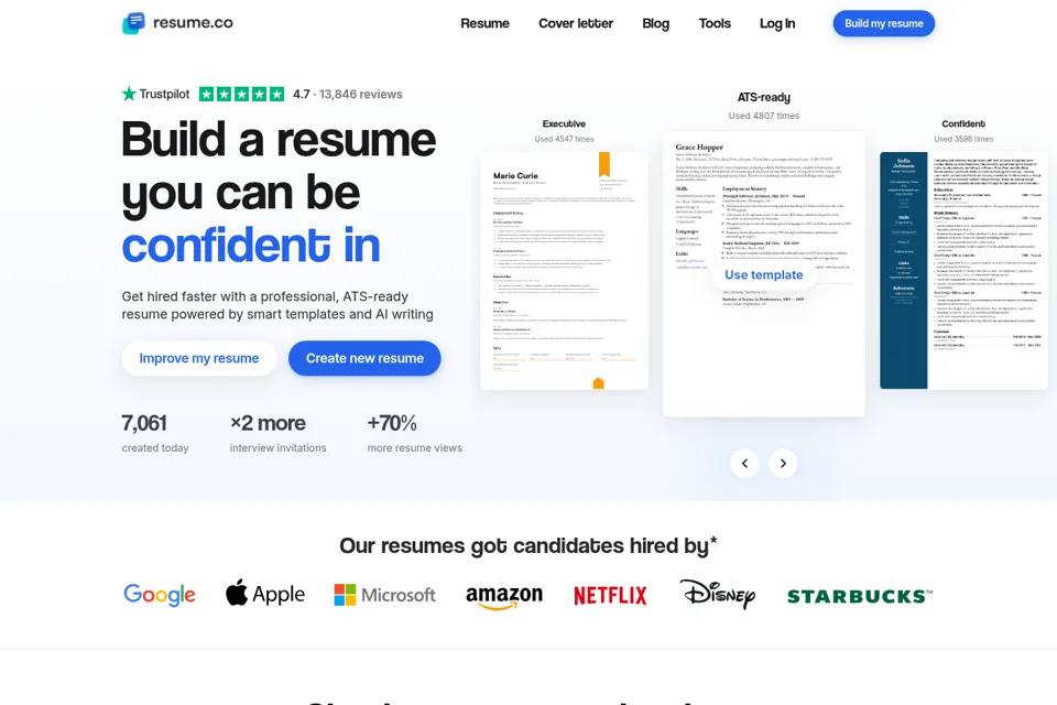 Aperçu de la landing page