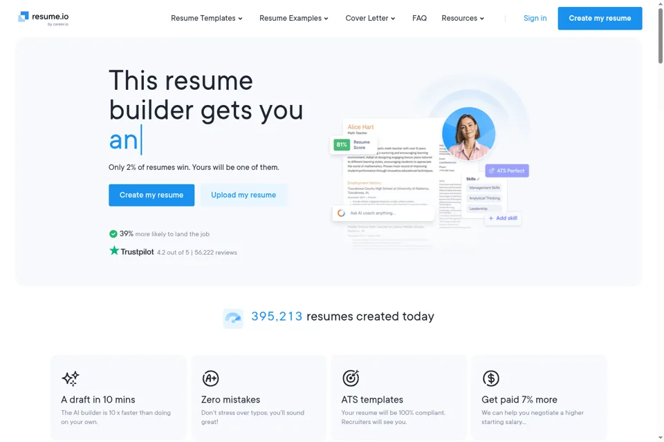 Aperçu de la landing page