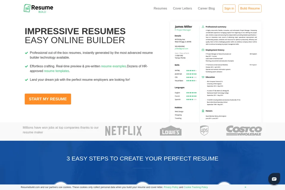 Aperçu de la landing page