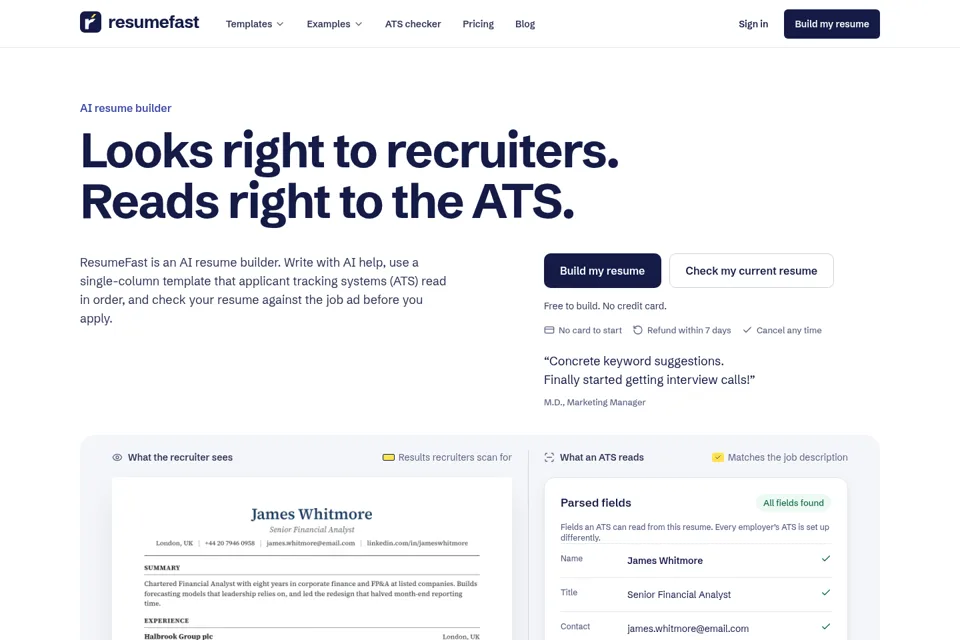 Aperçu de la landing page