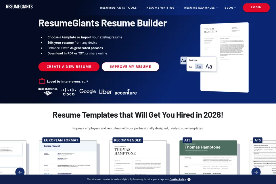 Aperçu de la landing page