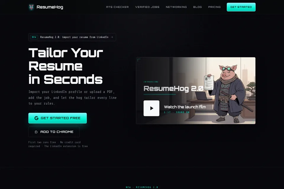 Aperçu de la landing page