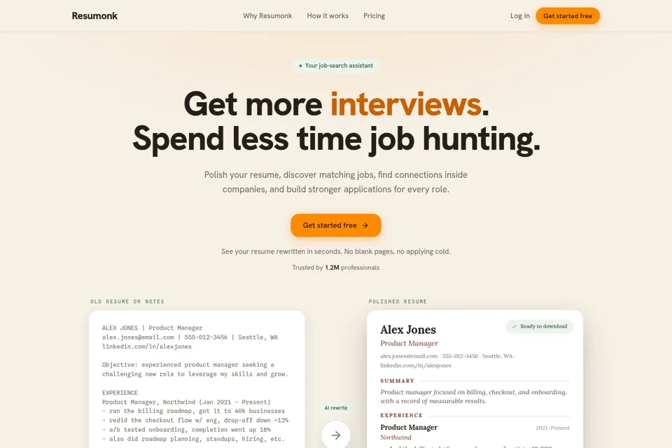 Aperçu de la landing page