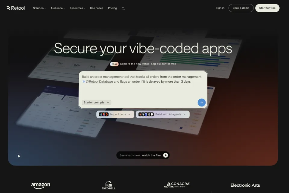 Aperçu de la landing page