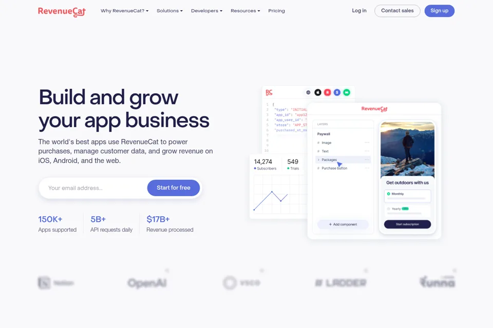 Aperçu de la landing page