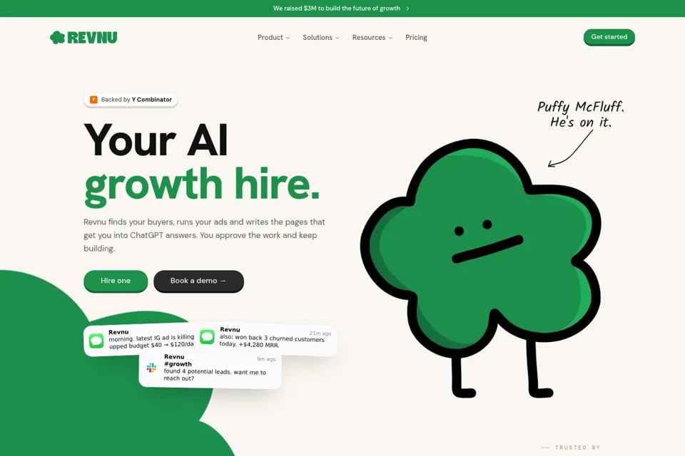 Aperçu de la landing page