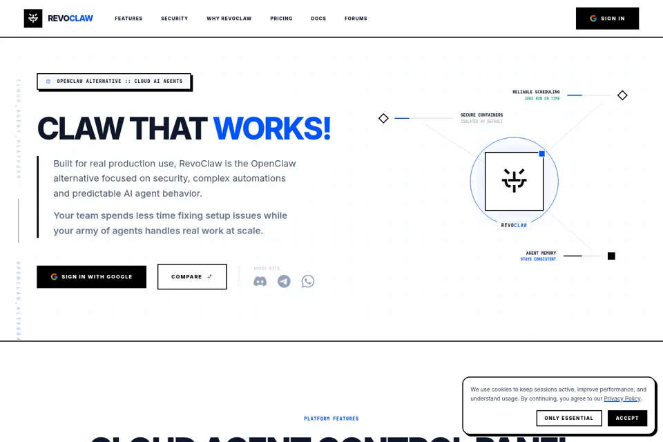 Aperçu de la landing page