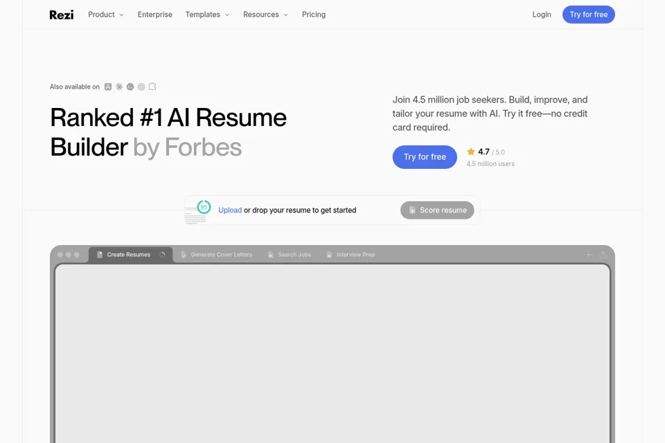 Aperçu de la landing page