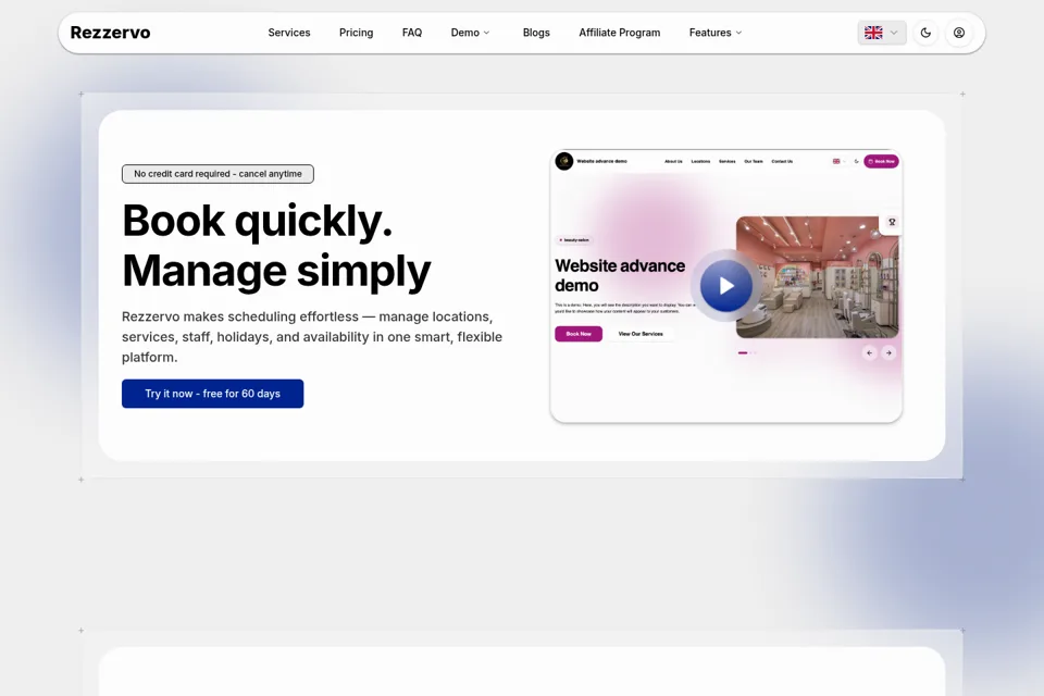 Aperçu de la landing page